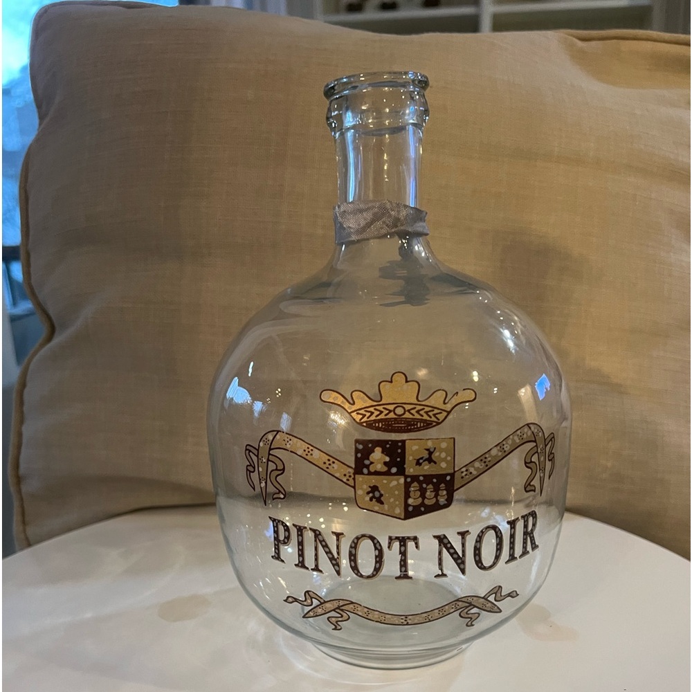 Vintage French Handblown Glass 'Pinot Noir' Wine Demijohn 1920s